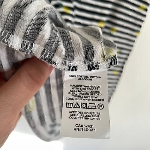 ANN TAYLOR LOFT White Black Stripe Pineapple Fruit V-Neck 100% Cotton Tank Top - Picture 7 of 12